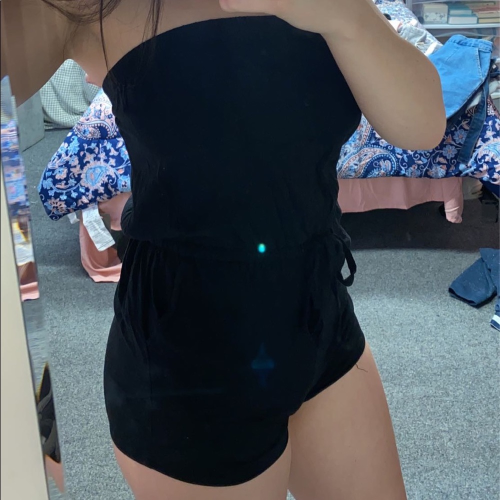 Black Strapless Romper